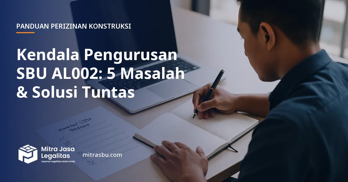 Ilustrasi artikel Kendala Pengurusan SBU AL002: 5 Masalah & Solusi Tuntas — Mitra Jasa Legalitas