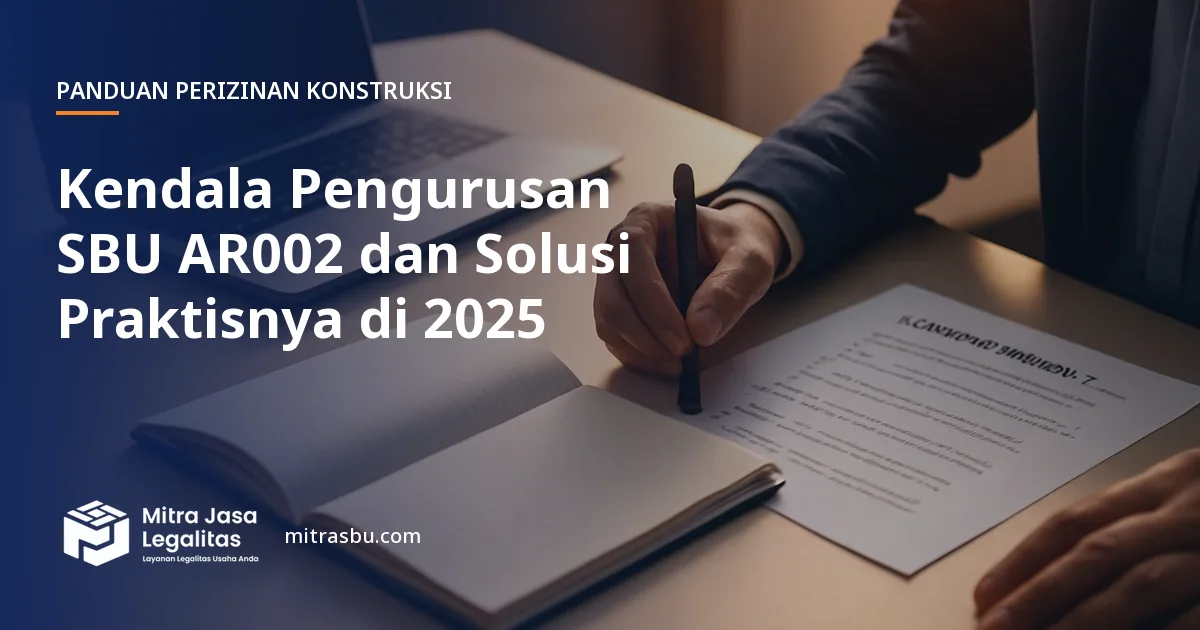 Ilustrasi artikel Kendala Pengurusan SBU AR002 dan Solusi Praktisnya di 2025 — Mitra Jasa Legalitas