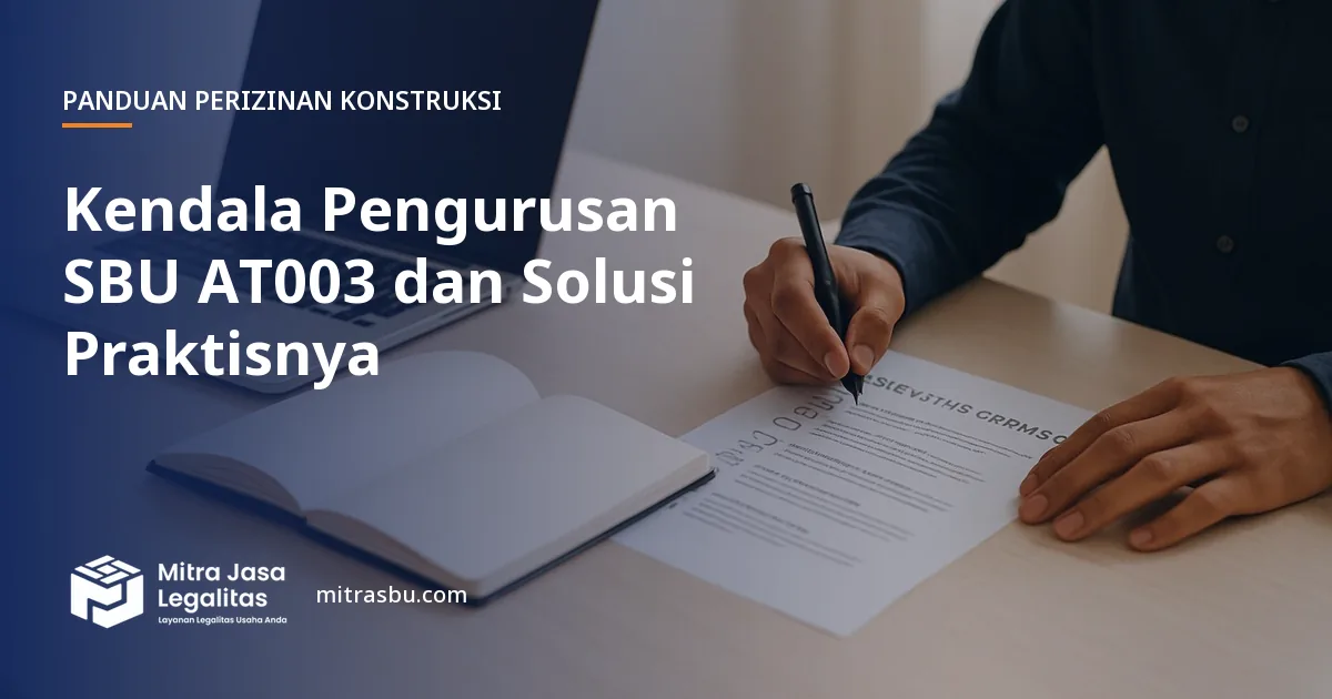 Ilustrasi artikel Kendala Pengurusan SBU AT003 dan Solusi Praktisnya — Mitra Jasa Legalitas