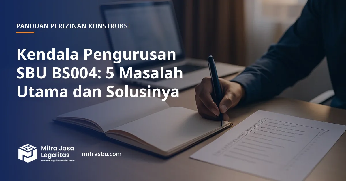 Ilustrasi artikel Kendala Pengurusan SBU BS004: 5 Masalah Utama dan Solusinya — Mitra Jasa Legalitas