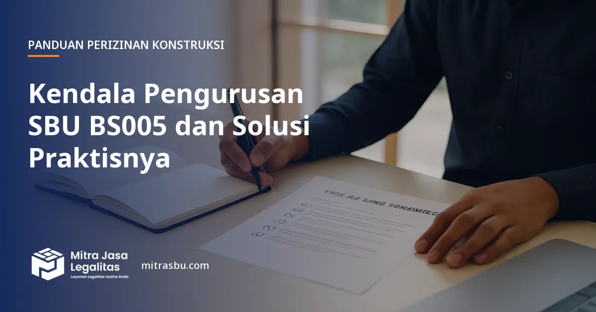 Ilustrasi artikel Kendala Pengurusan SBU BS005 dan Solusi Praktisnya — Mitra Jasa Legalitas