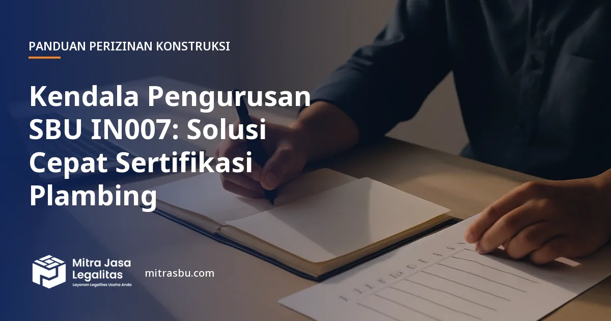 Ilustrasi artikel Kendala Pengurusan SBU IN007: Solusi Cepat Sertifikasi Plambing — Mitra Jasa Legalitas