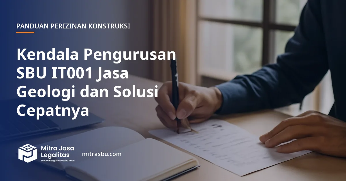 Ilustrasi artikel Kendala Pengurusan SBU IT001 Jasa Geologi dan Solusi Cepatnya — Mitra Jasa Legalitas