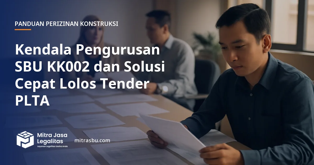 Ilustrasi artikel Kendala Pengurusan SBU KK002 dan Solusi Cepat Lolos Tender PLTA — Mitra Jasa Legalitas