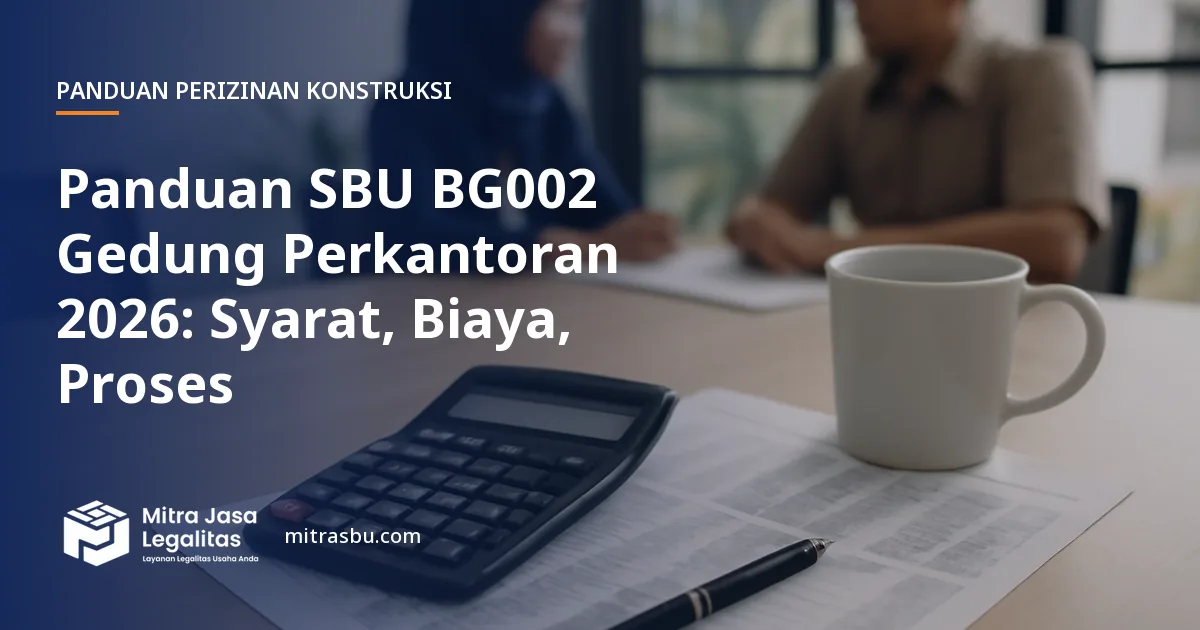 Ilustrasi panduan Panduan SBU BG002 Gedung Perkantoran 2026: Syarat, Biaya, Proses — Mitra Jasa Legalitas