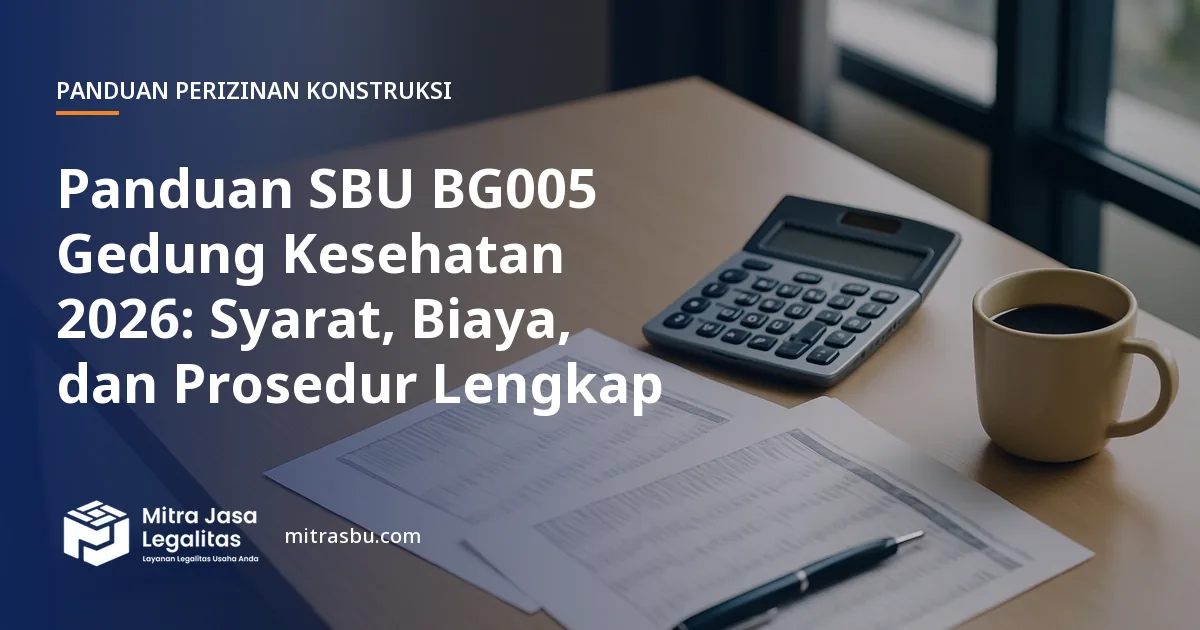 Ilustrasi panduan Panduan SBU BG005 Gedung Kesehatan 2026: Syarat, Biaya, dan Prosedur Lengkap — Mitra Jasa Legalitas