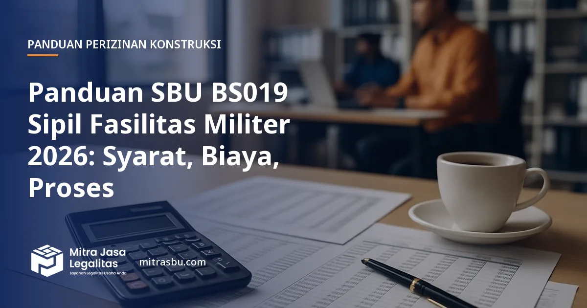 Ilustrasi panduan Panduan SBU BS019 Sipil Fasilitas Militer 2026: Syarat, Biaya, Proses — Mitra Jasa Legalitas