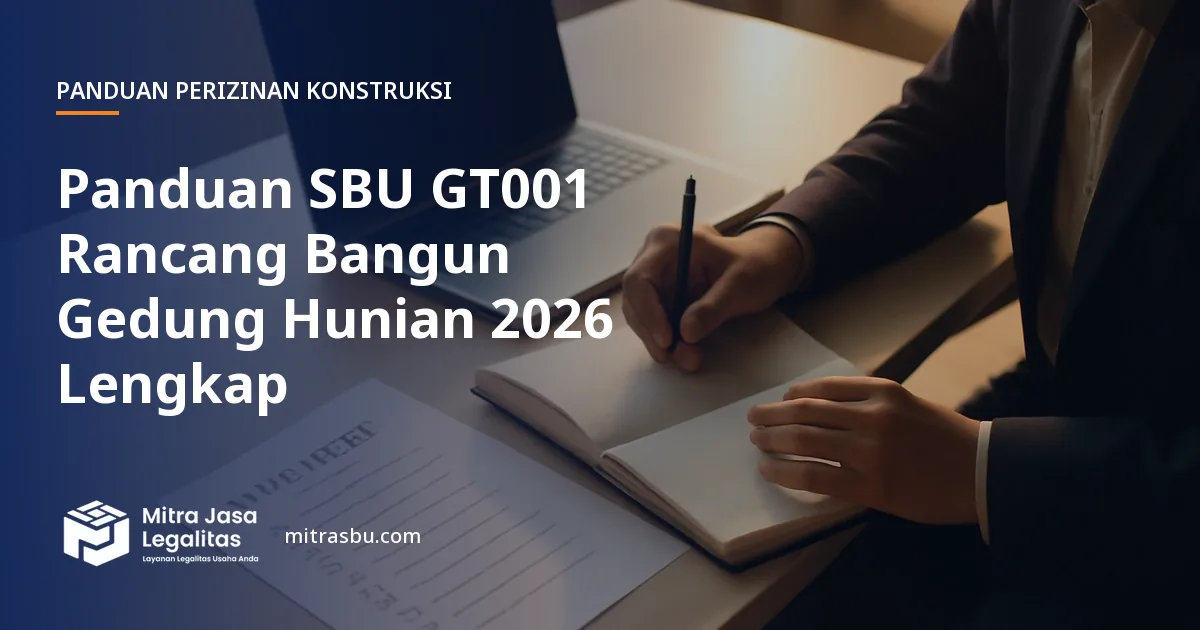 Ilustrasi panduan Panduan SBU GT001 Rancang Bangun Gedung Hunian 2026 Lengkap — Mitra Jasa Legalitas