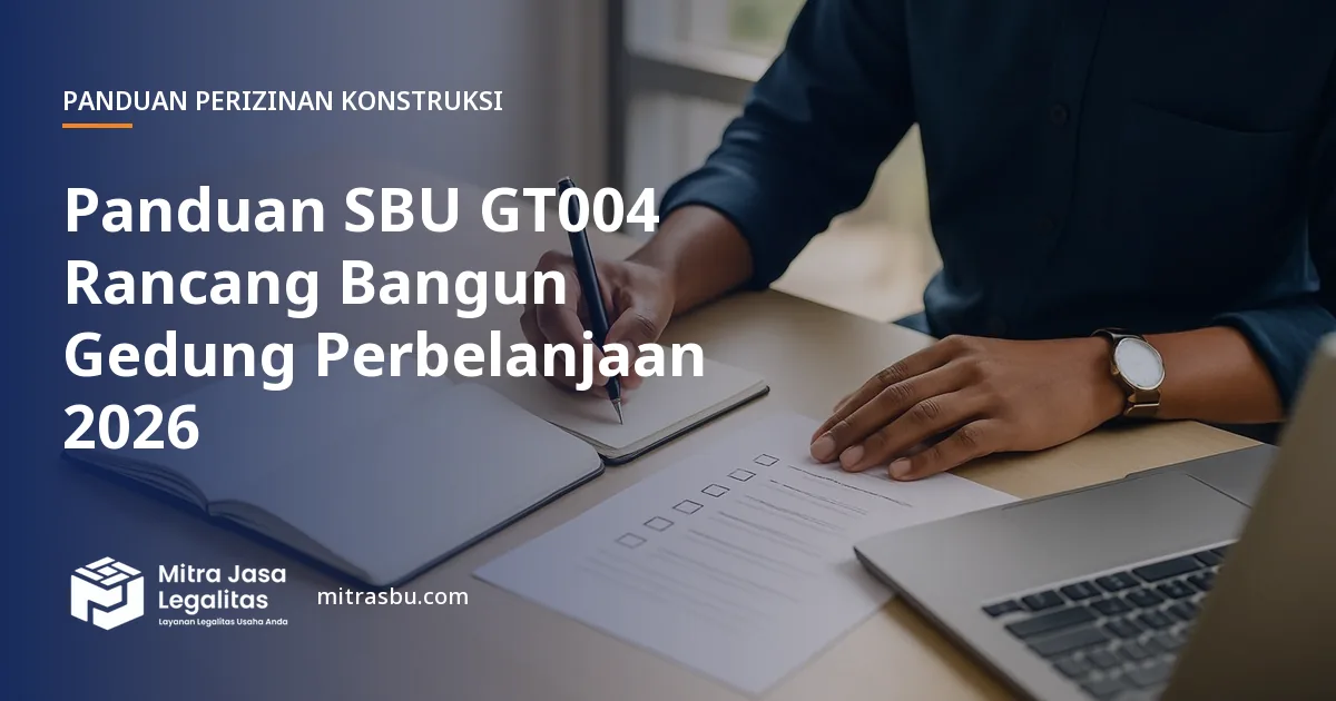Ilustrasi panduan Panduan SBU GT004 Rancang Bangun Gedung Perbelanjaan 2026 — Mitra Jasa Legalitas