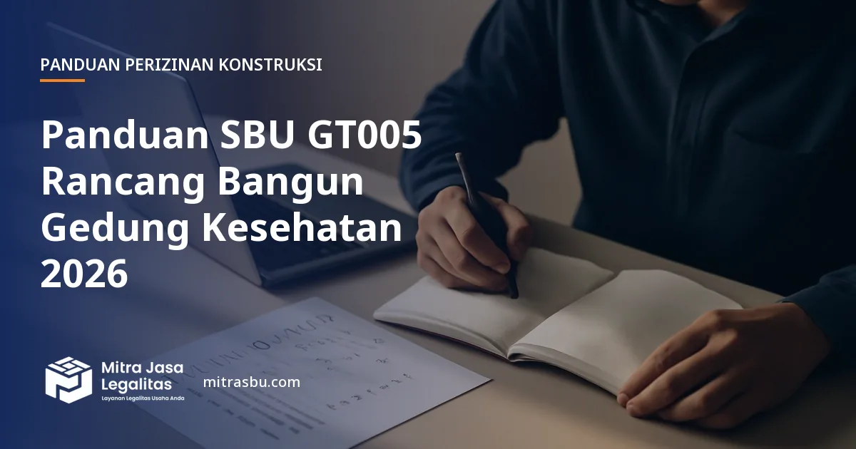 Ilustrasi panduan Panduan SBU GT005 Rancang Bangun Gedung Kesehatan 2026 — Mitra Jasa Legalitas