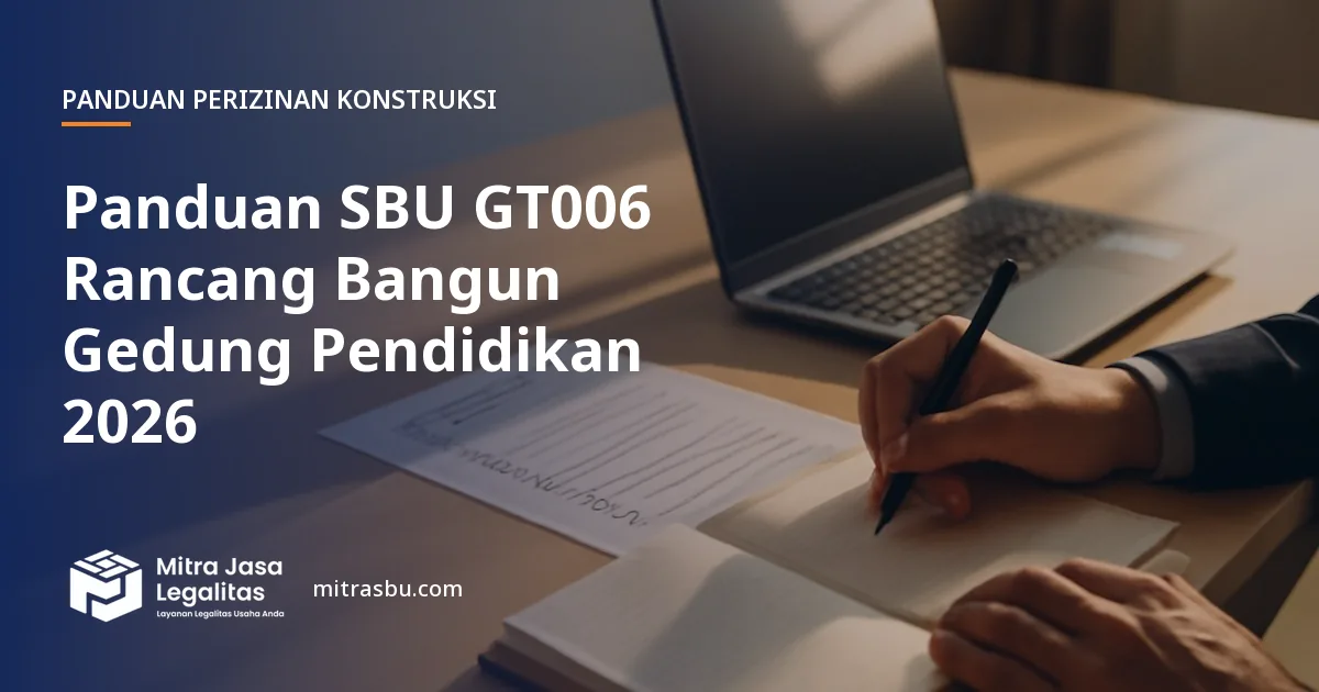 Ilustrasi panduan Panduan SBU GT006 Rancang Bangun Gedung Pendidikan 2026 — Mitra Jasa Legalitas
