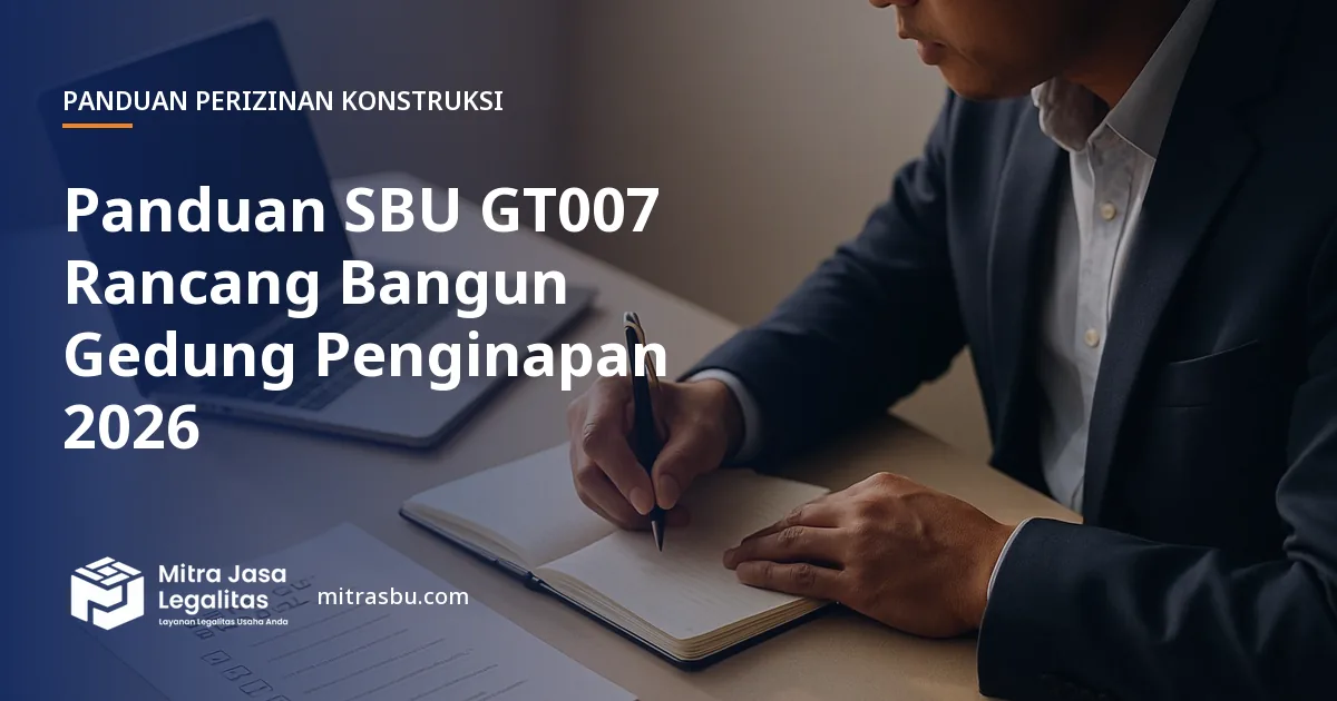 Ilustrasi panduan Panduan SBU GT007 Rancang Bangun Gedung Penginapan 2026 — Mitra Jasa Legalitas