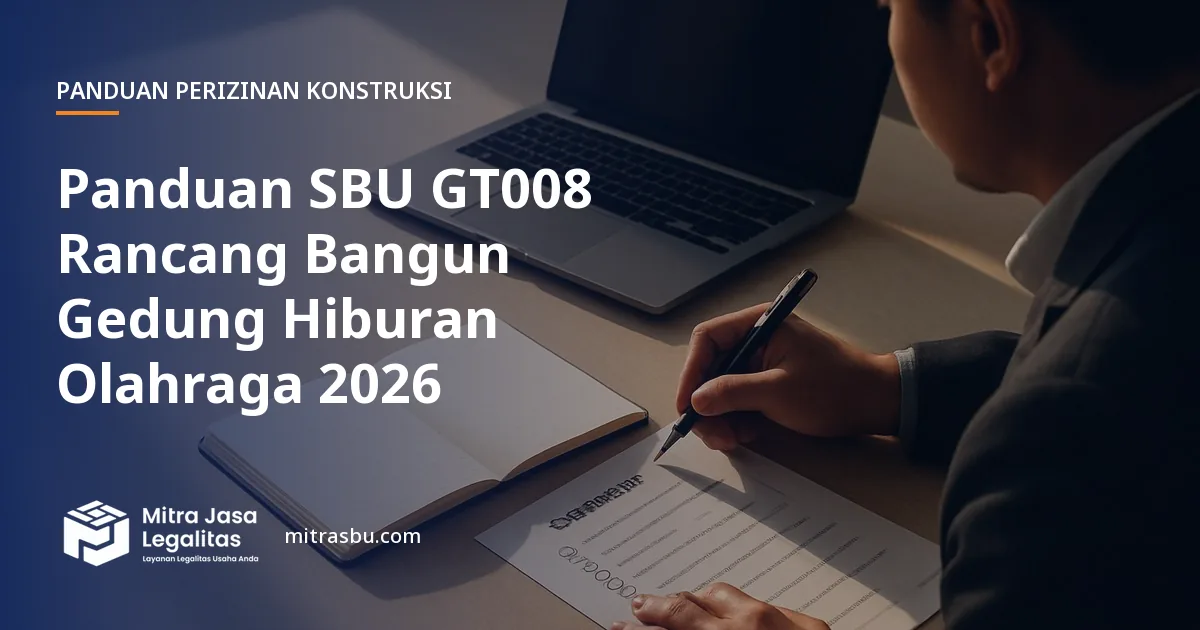 Ilustrasi panduan Panduan SBU GT008 Rancang Bangun Gedung Hiburan Olahraga 2026 — Mitra Jasa Legalitas