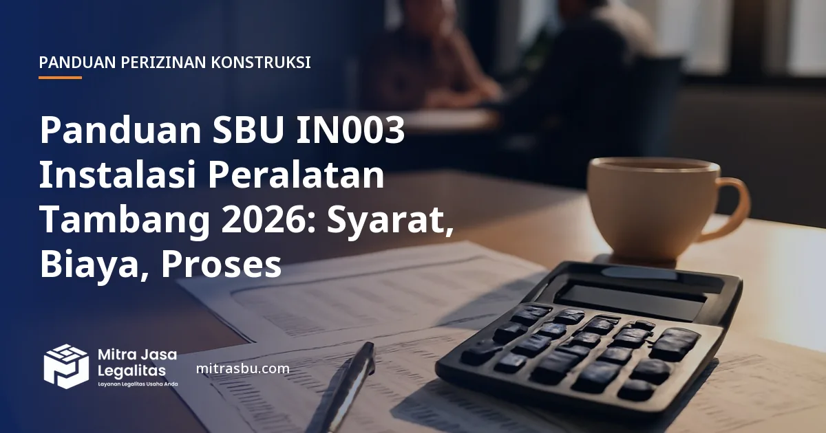 Ilustrasi panduan Panduan SBU IN003 Instalasi Peralatan Tambang 2026: Syarat, Biaya, Proses — Mitra Jasa Legalitas