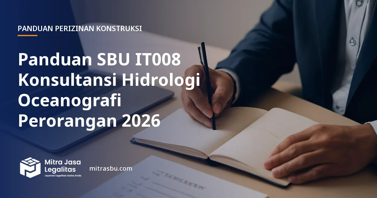 Ilustrasi panduan Panduan SBU IT008 Konsultansi Hidrologi Oceanografi Perorangan 2026 — Mitra Jasa Legalitas