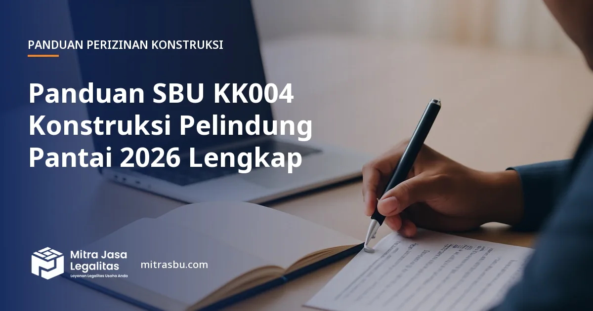 Ilustrasi panduan Panduan SBU KK004 Konstruksi Pelindung Pantai 2026 Lengkap — Mitra Jasa Legalitas