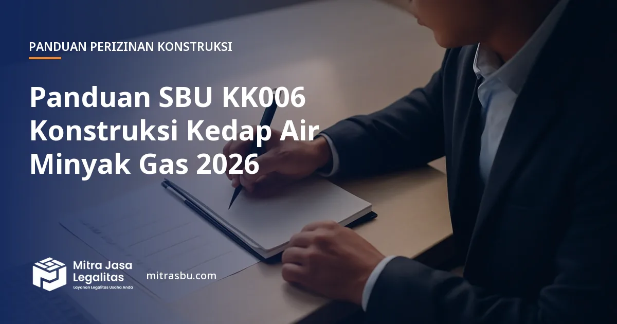 Ilustrasi panduan Panduan SBU KK006 Konstruksi Kedap Air Minyak Gas 2026 — Mitra Jasa Legalitas