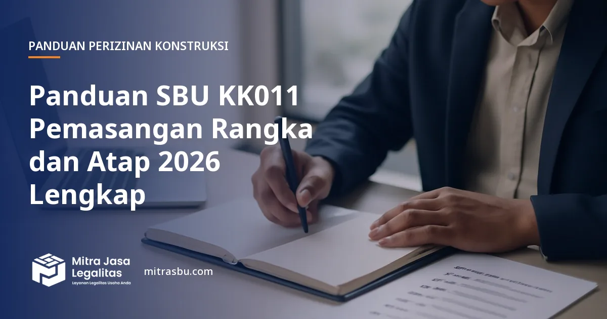 Ilustrasi panduan Panduan SBU KK011 Pemasangan Rangka dan Atap 2026 Lengkap — Mitra Jasa Legalitas