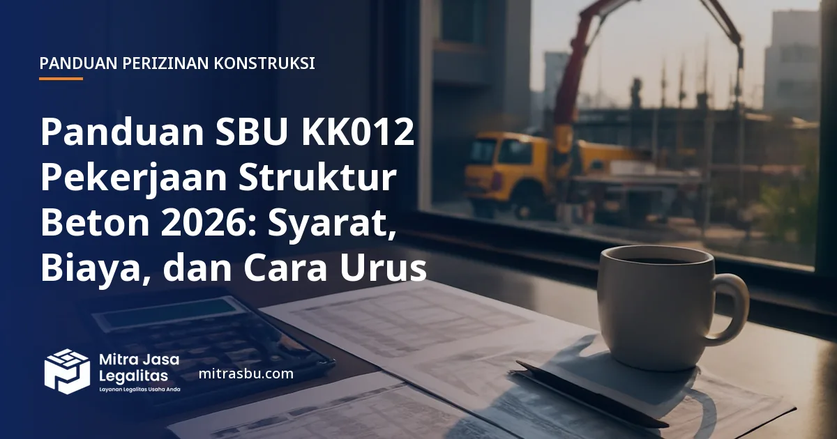 Ilustrasi panduan Panduan SBU KK012 Pekerjaan Struktur Beton 2026: Syarat, Biaya, dan Cara Urus — Mitra Jasa Legalitas