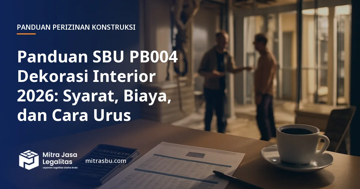 Ilustrasi panduan Panduan SBU PB004 Dekorasi Interior 2026: Syarat, Biaya, dan Cara Urus — Mitra Jasa Legalitas