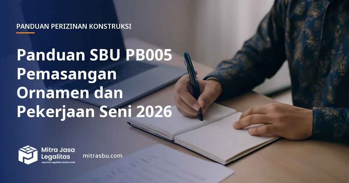 Ilustrasi panduan Panduan SBU PB005 Pemasangan Ornamen dan Pekerjaan Seni 2026 — Mitra Jasa Legalitas