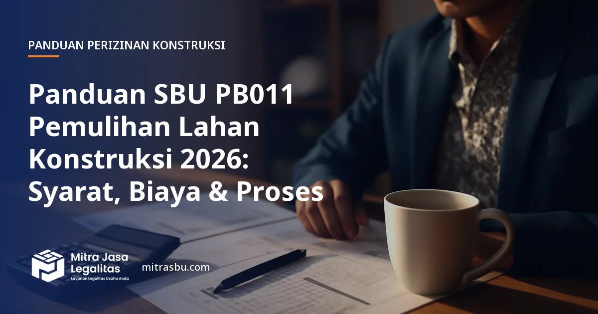 Ilustrasi panduan Panduan SBU PB011 Pemulihan Lahan Konstruksi 2026: Syarat, Biaya & Proses — Mitra Jasa Legalitas