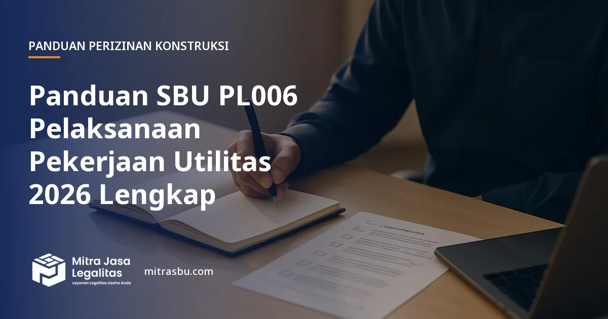 Ilustrasi panduan Panduan SBU PL006 Pelaksanaan Pekerjaan Utilitas 2026 Lengkap — Mitra Jasa Legalitas