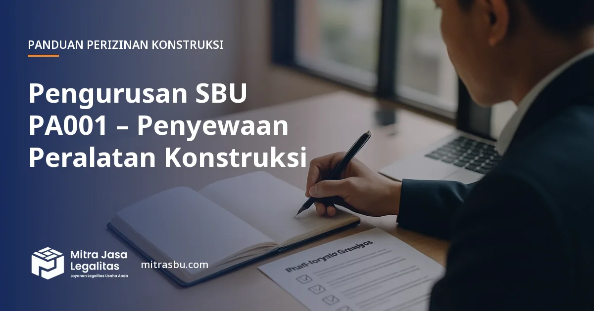 Layanan Pengurusan SBU PA001 – Penyewaan Peralatan Konstruksi oleh Mitra Jasa Legalitas