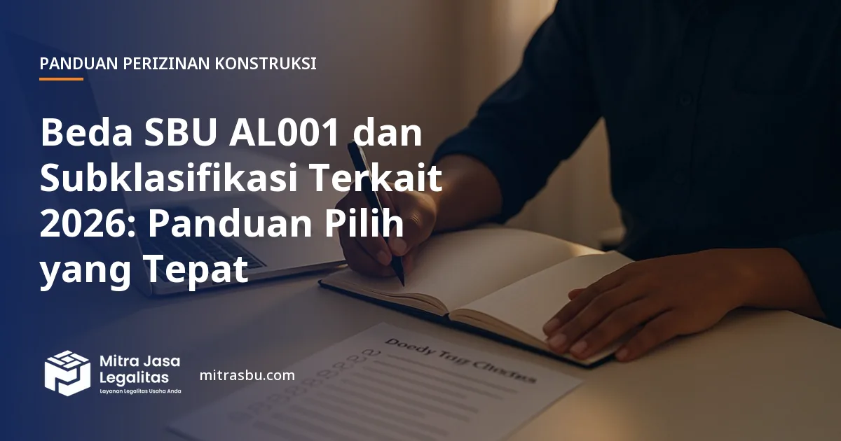 Ilustrasi artikel Beda SBU AL001 dan Subklasifikasi Terkait 2026: Panduan Pilih yang Tepat — Mitra Jasa Legalitas
