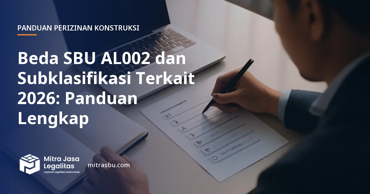 Ilustrasi artikel Beda SBU AL002 dan Subklasifikasi Terkait 2026: Panduan Lengkap — Mitra Jasa Legalitas