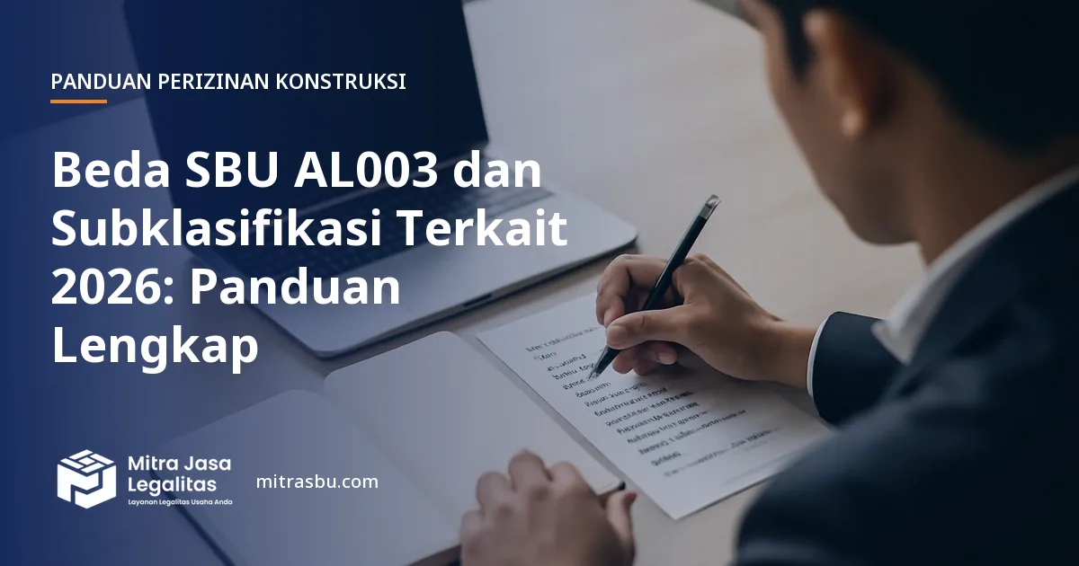 Ilustrasi artikel Beda SBU AL003 dan Subklasifikasi Terkait 2026: Panduan Lengkap — Mitra Jasa Legalitas