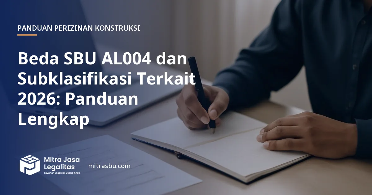 Ilustrasi artikel Beda SBU AL004 dan Subklasifikasi Terkait 2026: Panduan Lengkap — Mitra Jasa Legalitas