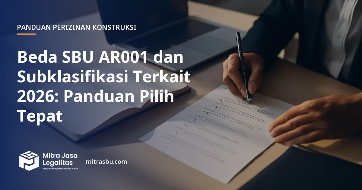 Ilustrasi artikel Beda SBU AR001 dan Subklasifikasi Terkait 2026: Panduan Pilih Tepat — Mitra Jasa Legalitas