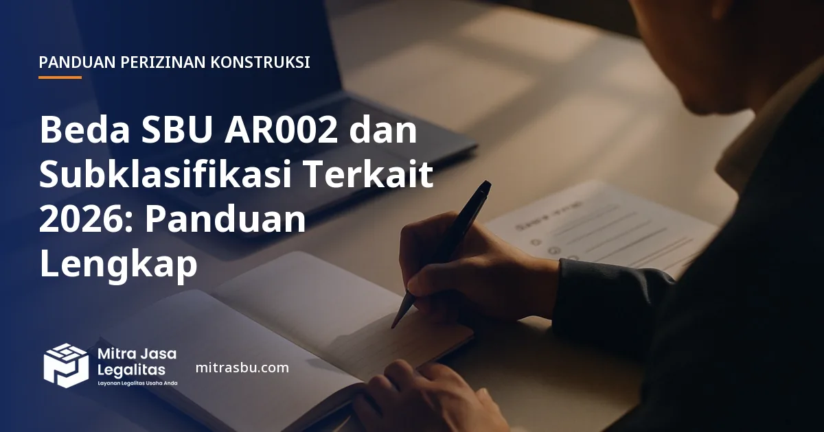Ilustrasi artikel Beda SBU AR002 dan Subklasifikasi Terkait 2026: Panduan Lengkap — Mitra Jasa Legalitas