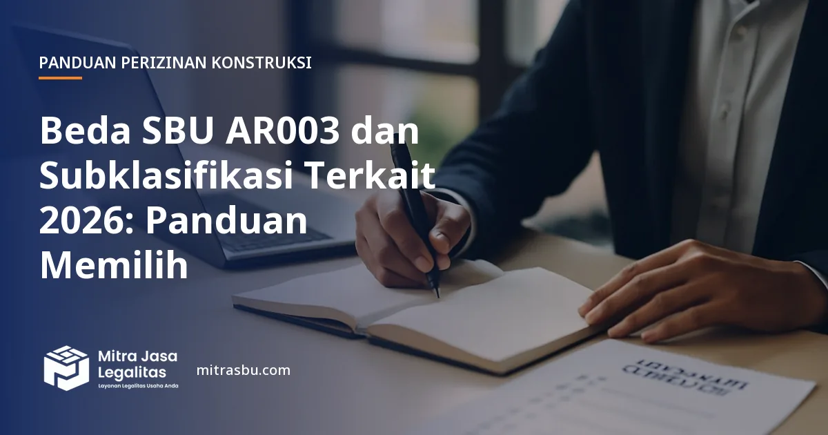 Ilustrasi artikel Beda SBU AR003 dan Subklasifikasi Terkait 2026: Panduan Memilih — Mitra Jasa Legalitas