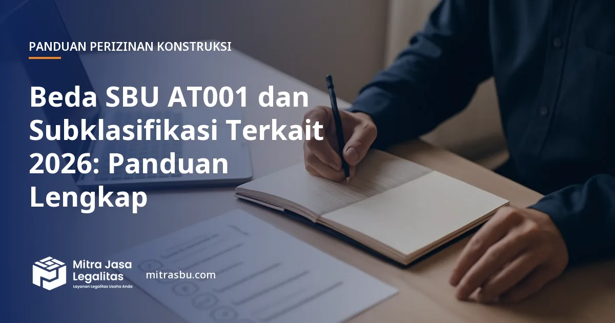 Ilustrasi artikel Beda SBU AT001 dan Subklasifikasi Terkait 2026: Panduan Lengkap — Mitra Jasa Legalitas