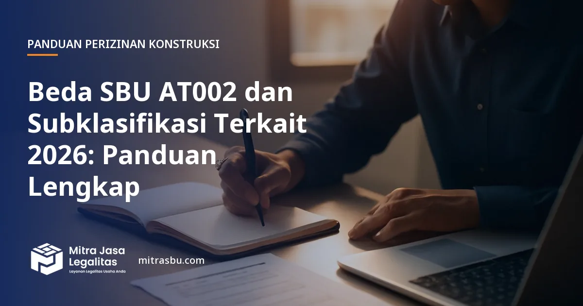 Ilustrasi artikel Beda SBU AT002 dan Subklasifikasi Terkait 2026: Panduan Lengkap — Mitra Jasa Legalitas