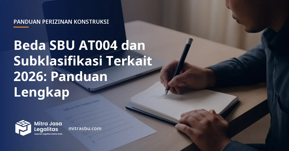 Ilustrasi artikel Beda SBU AT004 dan Subklasifikasi Terkait 2026: Panduan Lengkap — Mitra Jasa Legalitas