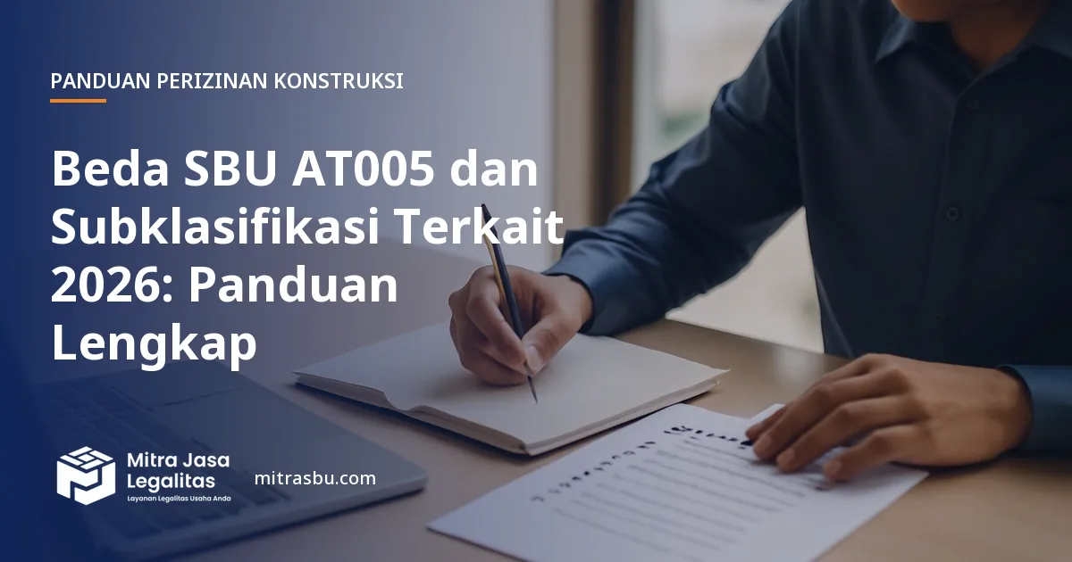 Ilustrasi artikel Beda SBU AT005 dan Subklasifikasi Terkait 2026: Panduan Lengkap — Mitra Jasa Legalitas