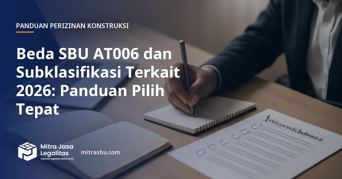 Ilustrasi artikel Beda SBU AT006 dan Subklasifikasi Terkait 2026: Panduan Pilih Tepat — Mitra Jasa Legalitas