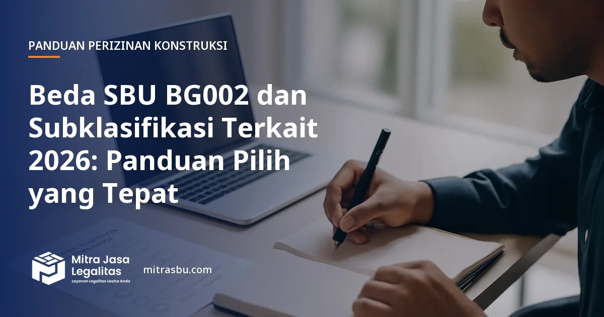 Ilustrasi artikel Beda SBU BG002 dan Subklasifikasi Terkait 2026: Panduan Pilih yang Tepat — Mitra Jasa Legalitas