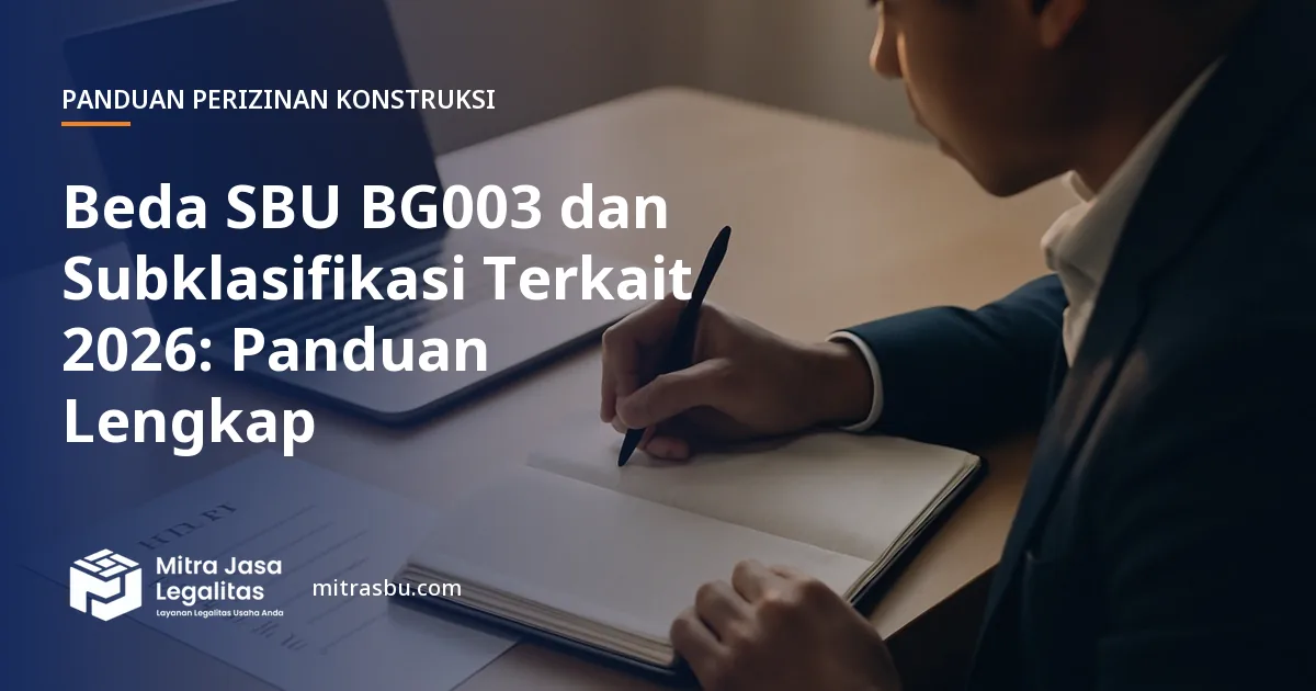 Ilustrasi artikel Beda SBU BG003 dan Subklasifikasi Terkait 2026: Panduan Lengkap — Mitra Jasa Legalitas