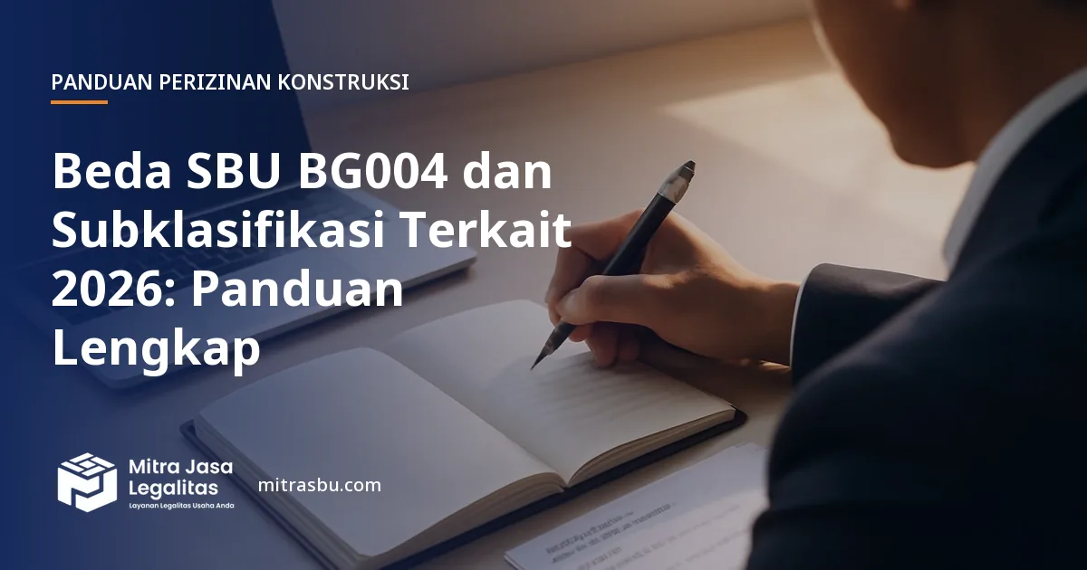 Ilustrasi artikel Beda SBU BG004 dan Subklasifikasi Terkait 2026: Panduan Lengkap — Mitra Jasa Legalitas
