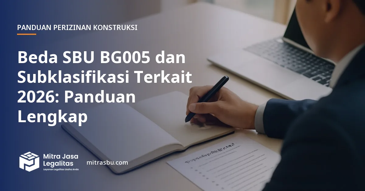 Ilustrasi artikel Beda SBU BG005 dan Subklasifikasi Terkait 2026: Panduan Lengkap — Mitra Jasa Legalitas