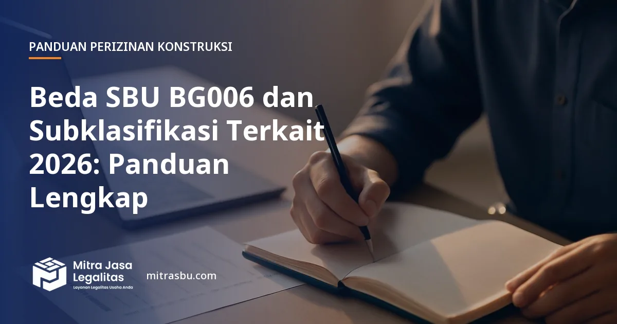 Ilustrasi artikel Beda SBU BG006 dan Subklasifikasi Terkait 2026: Panduan Lengkap — Mitra Jasa Legalitas