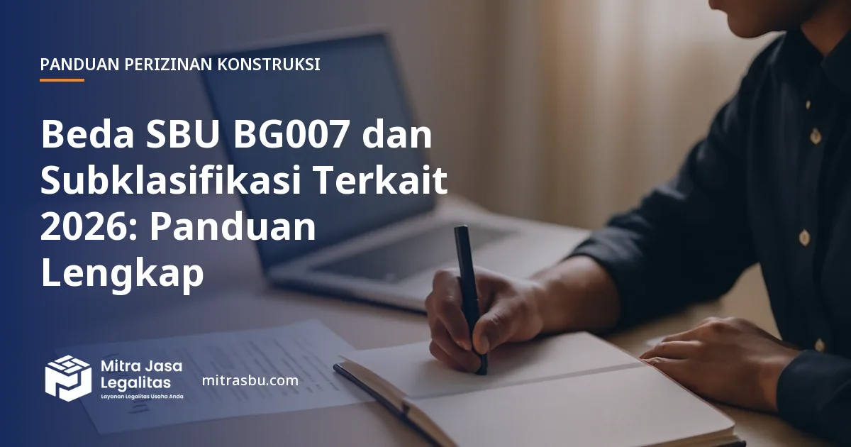 Ilustrasi artikel Beda SBU BG007 dan Subklasifikasi Terkait 2026: Panduan Lengkap — Mitra Jasa Legalitas