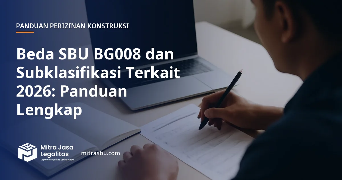 Ilustrasi artikel Beda SBU BG008 dan Subklasifikasi Terkait 2026: Panduan Lengkap — Mitra Jasa Legalitas