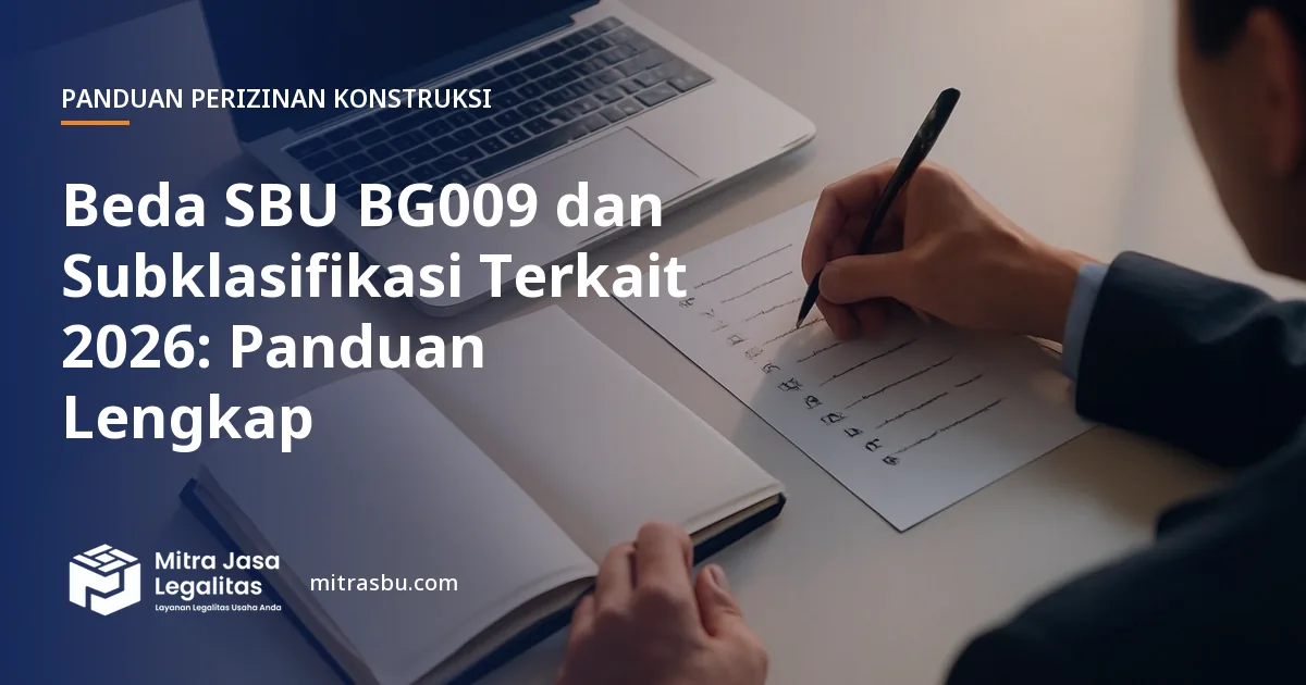 Ilustrasi artikel Beda SBU BG009 dan Subklasifikasi Terkait 2026: Panduan Lengkap — Mitra Jasa Legalitas