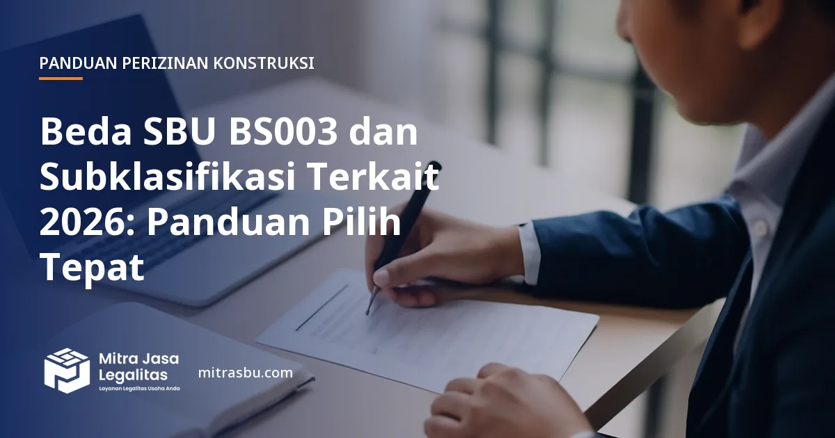 Ilustrasi artikel Beda SBU BS003 dan Subklasifikasi Terkait 2026: Panduan Pilih Tepat — Mitra Jasa Legalitas