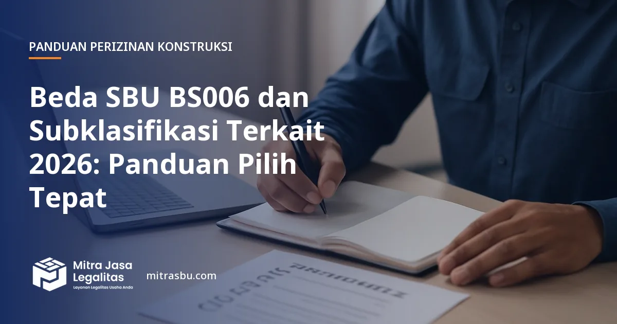 Ilustrasi artikel Beda SBU BS006 dan Subklasifikasi Terkait 2026: Panduan Pilih Tepat — Mitra Jasa Legalitas